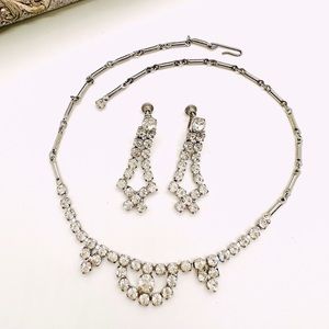 Vintage Rhinestone Jewelry Necklace Set
